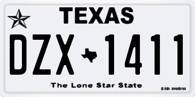 TX license plate DZX1411