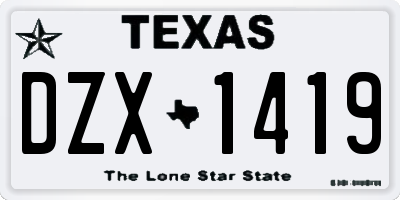 TX license plate DZX1419