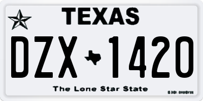 TX license plate DZX1420