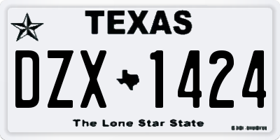 TX license plate DZX1424