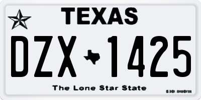 TX license plate DZX1425