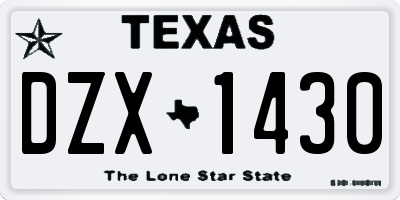 TX license plate DZX1430