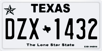 TX license plate DZX1432