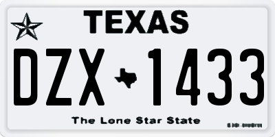 TX license plate DZX1433