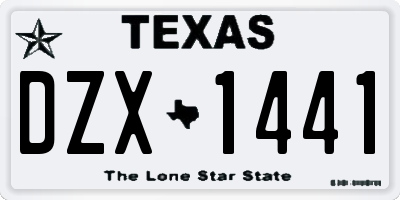 TX license plate DZX1441