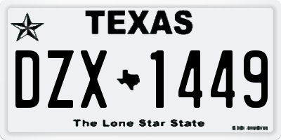TX license plate DZX1449