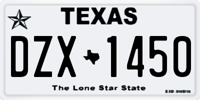 TX license plate DZX1450