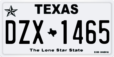 TX license plate DZX1465