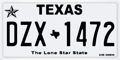 TX license plate DZX1472