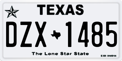 TX license plate DZX1485
