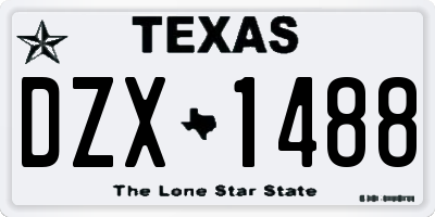 TX license plate DZX1488