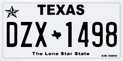 TX license plate DZX1498