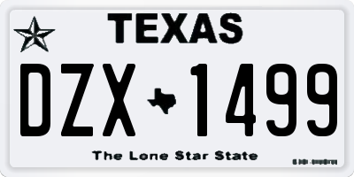 TX license plate DZX1499