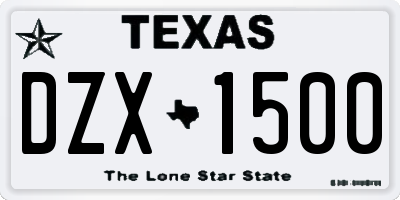 TX license plate DZX1500