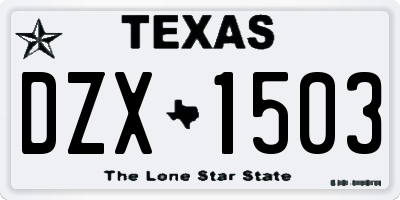 TX license plate DZX1503