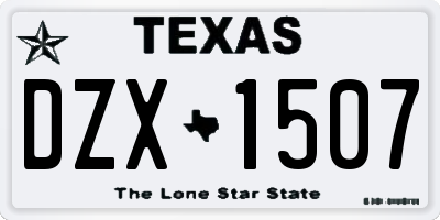 TX license plate DZX1507