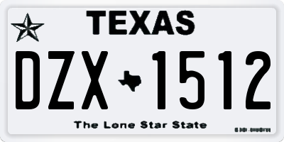 TX license plate DZX1512