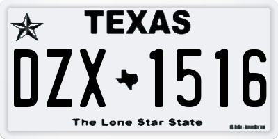 TX license plate DZX1516