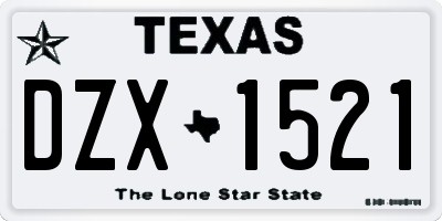 TX license plate DZX1521