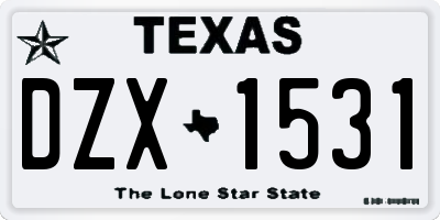 TX license plate DZX1531