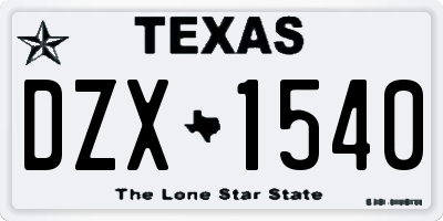 TX license plate DZX1540