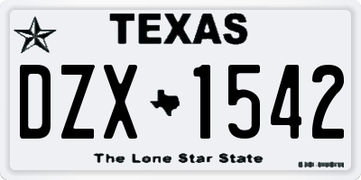 TX license plate DZX1542