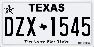 TX license plate DZX1545