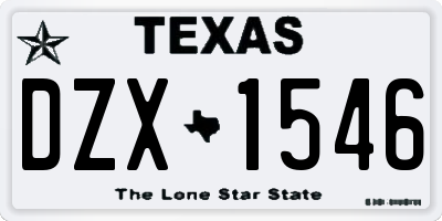 TX license plate DZX1546