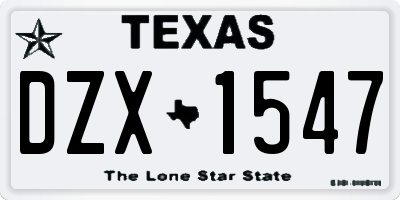 TX license plate DZX1547