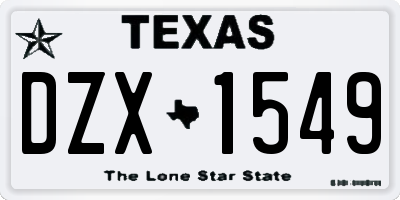 TX license plate DZX1549