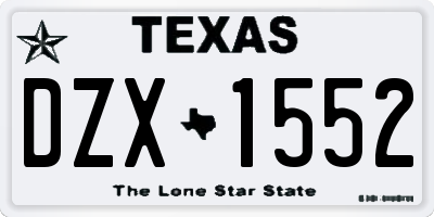 TX license plate DZX1552