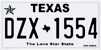 TX license plate DZX1554