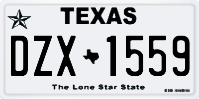 TX license plate DZX1559