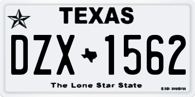 TX license plate DZX1562