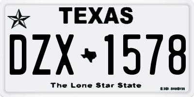 TX license plate DZX1578