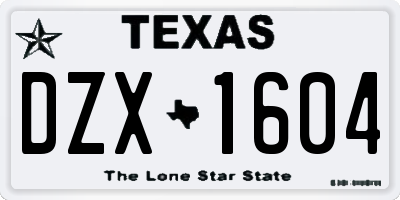 TX license plate DZX1604