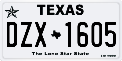 TX license plate DZX1605