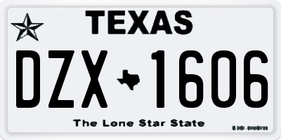 TX license plate DZX1606