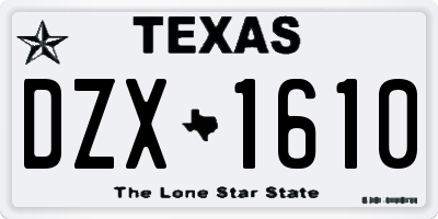 TX license plate DZX1610