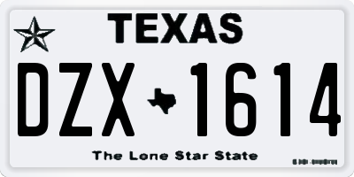 TX license plate DZX1614