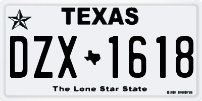 TX license plate DZX1618