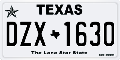 TX license plate DZX1630