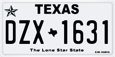 TX license plate DZX1631