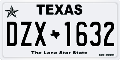 TX license plate DZX1632