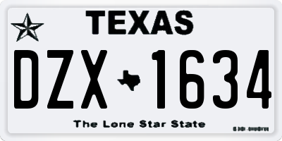 TX license plate DZX1634