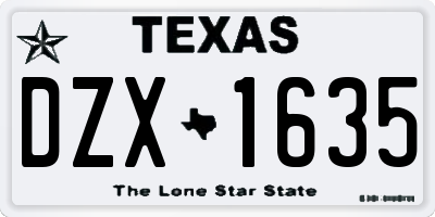 TX license plate DZX1635