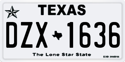 TX license plate DZX1636