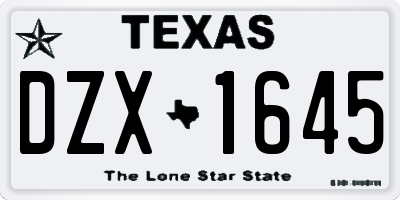 TX license plate DZX1645