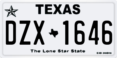 TX license plate DZX1646