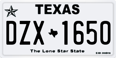 TX license plate DZX1650